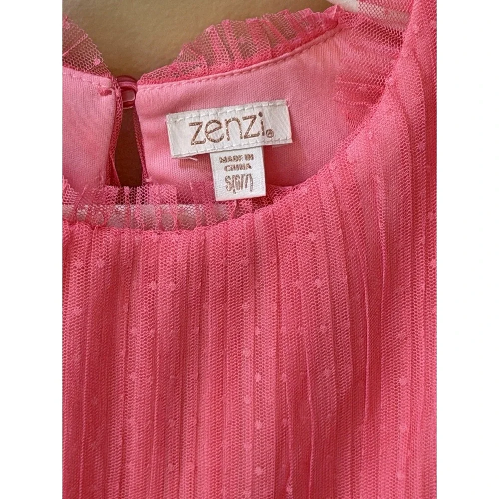 NEW Zenzi Girls Sleeveless Tiered Ruffle Tulle Dress Watermelon Size S (6/7) NWT